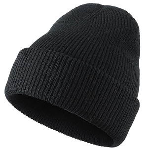 Vintage Black Ribbed Knit Beanie-Unisex Winter <b>Warm</b> <b>Hat</b> Soft Stretch Spandex/Cotton Minimalist Streetwear Essential - Product Image 3