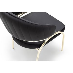 Chaise de salle à manger Ruby moderne et contemporaine en métal noir avec pieds dorés - Product Image 3