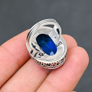 Magnifique bague tendance en topaze bleue de Londres, en argent sterling 925 massif, bijoux faits à la main, vente en gros directe d'usine - Product Image 3