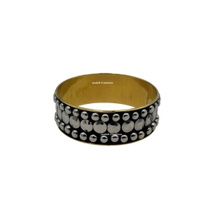 Hot Selling <b>Chunky</b> Brass Bangle Handmade <b>Gold</b> Silver Plated Studs Vintage Stainless Steel Pearls Diamonds Weddings Gifts - Product Image 3