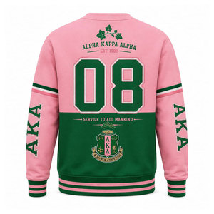 เสื้อสเวตเชิ้ตแขนยาวแบบแร็กแลนสีชมพูเขียว Alpha AKA Alpha ทรงปกติสำหรับทุกเพศ พิมพ์ลายลำลอง คอกลม - Product Image 6