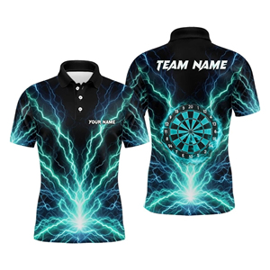 Polo personnalisé pour homme à manches courtes, imprimé fléchettes électriques, maillot de sport pour équipe, vente en gros - Product Image 1