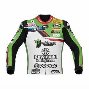 Men’s Rawasaki Cowhide Leather <b>Racing</b> <b>Jacket</b>/Chaqueta MotoCP Style CE Level 2 Armor Motorcycle Track Riding Protective Gear CE - Product Image 1