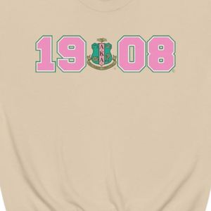 เสื้อสเวตเชิ้ตคอกลมสีเบจพิมพ์ลายกราฟิก 1908 สีชมพูและสีเขียว แขนยาว ผ้าฝ้ายฟลีซ เสื้อพูลโอเวอร์ลำลองสำหรับผู้หญิง เสื้อกันหนาว - Product Image 2