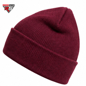 Gorro de Punto Acanalado Premium – Gorro de Invierno con Puño Color Borgoña 100% Acrílico Unisex Cálido y Elástico para Hombre y Mujer - Product Image 3