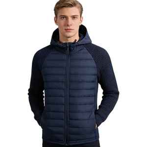Veste matelassée hybride pour homme avec capuche, légère, isolante, manches raglan, résistante à l'eau - Product Image 2