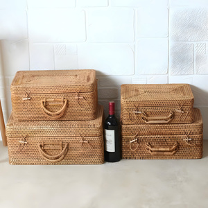 Best Choice Travel Luggage Bags and <b>Suitcases</b> Boho Style Customizable Designer Rattan <b>Suitcase</b> - Product Image 3