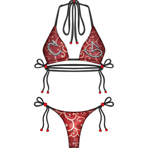 Conjunto de Bikini Rojo de Alta Calidad, 200 GSM, Poliéster y Spandex, con Lazos Laterales y Diseño de Logotipo Personalizado con Termotransferencia - Product Image 5