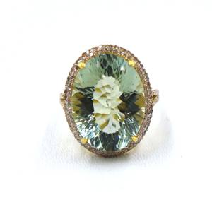 Anillo de Plata de Ley 925 Chapado en Oro con Amatista Verde Natural y Diamantes, Anillo de Regalo con Piedras Preciosas para Mujer - Product Image 2