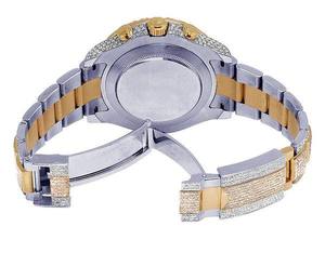BOJ R.O.L.E.X.044 Montre Homme de Luxe à Quartz Analogique en Acier Bicolore Entièrement Sertie de Moissanite, 41MM, Résistante à l'Eau 3BAR, Style Hip Hop - Product Image 6