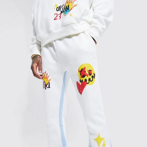 Conjunto de Sudadera con Capucha y Pantalones Deportivos con Diseño Moderno y a la Moda, Estampado Desteñido, Tela de Algodón Afelpado Cómoda, Cálido para Invierno - Product Image 3