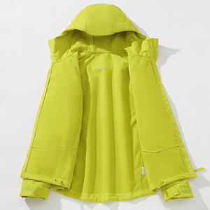 Chaqueta Impermeable con Capucha para Hombre, Color Verde Amarillo Sólido, con Cierre de Cremallera, Estilo Deportivo, para Invierno y Actividades al Aire Libre - Product Image 3