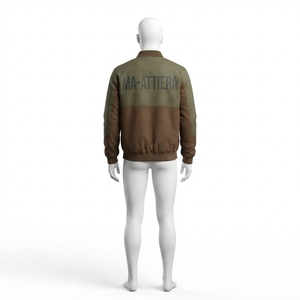 Blouson bomber homme couleur olive et marron, style streetwear décontracté, fermeture éclair, personnalisable OEM ODM, vente en gros - Product Image 4