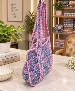 Sac fourre-tout en toile imprimé bohème avec fermeture éclair, motif floral bleu, pour femme, idéal pour le shopping toutes saisons - Product Image 2