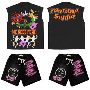 ชุดเสื้อยืดและกางเกงขาสั้นพิมพ์ลายกราฟิกแบบกำหนดเอง สไตล์สตรีทแวร์ ชุดฤดูหนาว ผ้าฝ้ายนุ่มสบาย ชุดลำลองเข้าชุดกัน 2 ชิ้น ความยาวเต็มตัว - Product Image 6