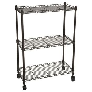 Black 350*600*850 <b>Plastic</b> Coated Iron Shelf with 1.5\" <b>Plastic</b> <b>Wheels</b> 3 Layer Shelving Units - Product Image 1