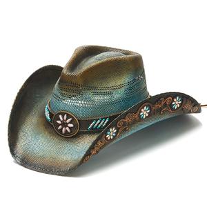 Unisex Cowboy <b>Hat</b> Hand Embroidered Floral Design Adjustable Band Outdoor Spring <b>Summer</b> Casual Style 56-58CM - Product Image 2