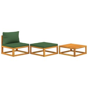 Ensemble de salon de jardin en bois d'acacia massif et polyester, coloris vert et marron - Product Image 2