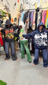 Top Trending Fashionable Men Screen Print Logo Tracksuit Streetwear Style Sun Faded & Rhinestone <b>Trouser</b> with <b>Zip</b> Up Hoodie - Product Image 5
