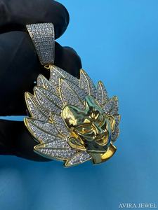 Colgante de Plata 925 Autenticada GRA, Estilo Hip Hop, Tono Oro Amarillo, con Diamantes Moissanite, Joyería para Hombre y Mujer - Product Image 3