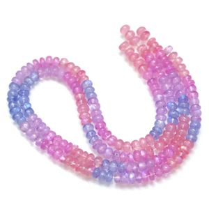 Cuentas de piedra lunar arcoíris brillantes en forma de rondel, 15 pulgadas, 5-8 mm, cuentas de piedras preciosas rosas, azules y moradas, hilo al por mayor para fabricación de joyas - Product Image 3