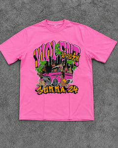 Camiseta Gráfica Extra Grande Personalizada para Hombre, 100% Algodón, Estilo Urbano, Estampado Puff, Vintage, Lavada, Hip Hop, Verano, Casual, OEM - Product Image 5