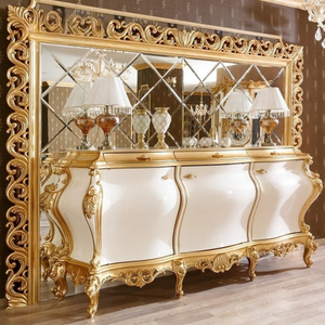 French Luxury Style Dining <b>Table</b> Set Mahogany Durable Solid Back Eco-Friendly Display Cabinet <b>Buffet</b> Hotel Villa Furniture - Product Image 4