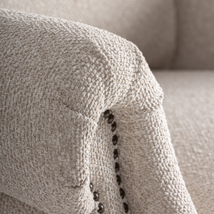 Modern Classic Wingback Lounge <b>Chair</b> Solid Teak Upholstered Accent <b>Chair</b> High Back Nailhead Trim Comfortable Indoor Furniture - Product Image 5