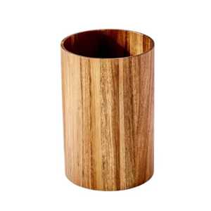 Skies Trader Handcrafted Natural Wooden Cylinder Waste <b>Bin</b> Round Wood Trash Can Office Dustbin Natural Grain Garbage <b>Bin</b> Storage - Product Image 1