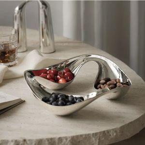 Bol décoratif pour chips et sauce, ensemble de service à double compartiment, bol pour snacks et sauce, plateau pour chips et sauce, bol de service avec support pour sauce - Product Image 5