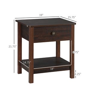 Comodino dal Design Moderno Marrone Scuro, Tavolino Compatto con Cassetto e Ripiani per Camere da Letto Piccole - Product Image 3