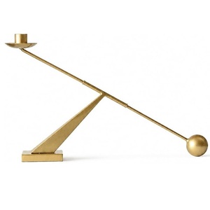Modern Iron Candlestick Holder with <b>Ball</b> Counterweight Geometric Design Eco-Friendly & Durable Home Decor for Office Bar - Product Image 6