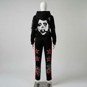 Custom Y2K <b>Gothic</b> Graphic Winter Hooded <b>Hoodie</b> Set Men Lightweight Fleece Tracksuit Unisex Punk Streetwear Sweatpants Jogger - Product Image 4