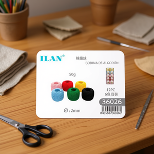 Bobina di Cordoncino in Cotone Ilan 2mm 50g Confezione Mista 6 Colori - Product Image 3