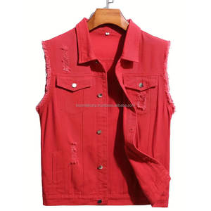 เสื้อกั๊กยีนส์แขนกุดลำลองผ้าฝ้ายลำลองดีไซน์พิเศษเสื้อตัวนอกระบายอากาศได้ดี - Product Image 1