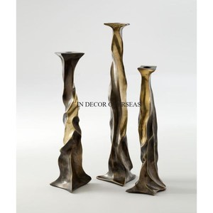 Round Shape Black Color Powder Coated And Gold Plated Premium Quality Metal Made Candle Stick Holders <b>Table</b> Centerpiece Supplies - Product Image 4