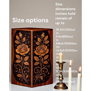 Handmade Wooden Cremation Urn Floral Engraved <b>Memorial</b> <b>Keepsake</b> urn <b>Memorial</b> <b>Keepsake</b> by AYAANS - Product Image 2