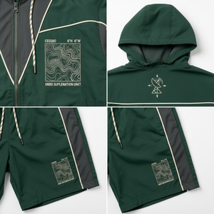 Survêtement à capuche 2-en-1 en nylon 100% léger, respirant et à séchage rapide, imprimé, décontracté, de haute qualité, bicolore, pour l'été - Product Image 5