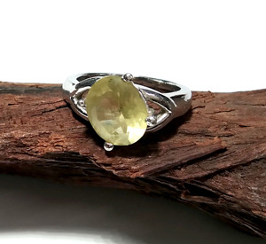 Natural Lemon Quartz Faceted Stone <b>Ring</b> 925 Solid Starling Silver <b>Ring</b> Amazing Color Lemon Stone Gift Birthstone <b>Ring</b> Jewelry - Product Image 6