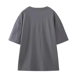 Camiseta 100% Algodón para Mujer, Otoño, Transpirable, Cuello Redondo, Conjuntos Personalizados, Diseño Sólido - Product Image 2