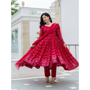 VESTIDO Y PANTALONES DE DISEÑO CON BORDADO GEORGETTE Y DUPATTA RANI - Product Image 1