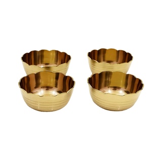 Handcrafted Brass Polished Modern Solid Engraved Decorative Serving Bowl <b>Set</b> of 4 Durable Lightweight Dishwasher Safe for Home - Product Image 1