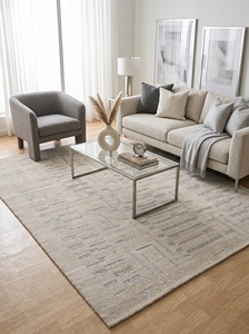 Tapis en laine Tibbati directement de l'usine |   Tapis artisanal texturé ivoire de luxe pour les intérieurs modernes et design - Product Image 4