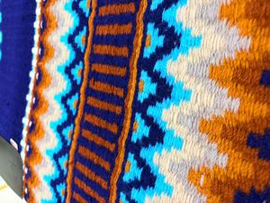 MESAIL All Purpose Saddle Pad Wool Shell Fleece Lined Geometric Pattern Blue Orange Turquoise Western <b>Equestrian</b> Riding - Product Image 3