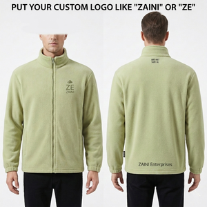 Chaqueta de Running Personalizada para Hombre, 240g, Forro Polar de Poliéster Premium, Color Verde Oliva Claro, Cierre Completo, Bordado Personalizado, Logotipo en Relieve, Impermeable - Product Image 1