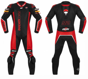 Traje de Carreras de Cuero de Vaca/Canguro Rucati para Hombre, Mono de Una Pieza con Armadura de Nivel 2 CE, Hecho a Medida, Protección OEM - Product Image 1