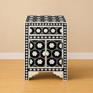 Mosaico de Nácar con Incrustaciones de Hueso y Resina, Diseño Moderno con Patrón Floral, Forma Cuadrada, la Mejor Calidad, Hecho a Mano, para Interiores de Gabinetes - Product Image 1