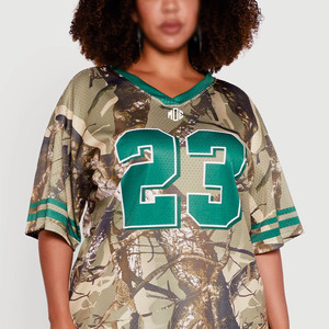 Camiseta de Fútbol Americano de Camuflaje Personalizada de Alta Calidad para Mujer, Ajuste Holgado, Malla Transpirable, Ropa Deportiva para Equipos, Fabricante OEM al por Mayor - Product Image 4