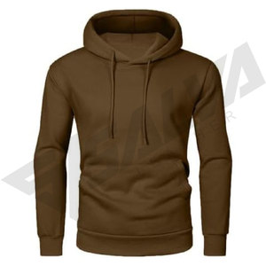 Sweat-shirt à capuche marron pour homme, coupe classique, décontracté, avec blocs de couleur, en tissu tricoté, écologique, 100 % coton, avec poche doublée - Product Image 6