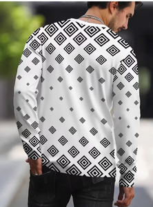 Men's <b>Striped</b> Pattern Long Sleeve Knitted Casual <b>Shirt</b> Full Sleeve <b>White</b> <b>Black</b> Embossed Print Spring Fashion 100% Cotton TRIBON - Product Image 2